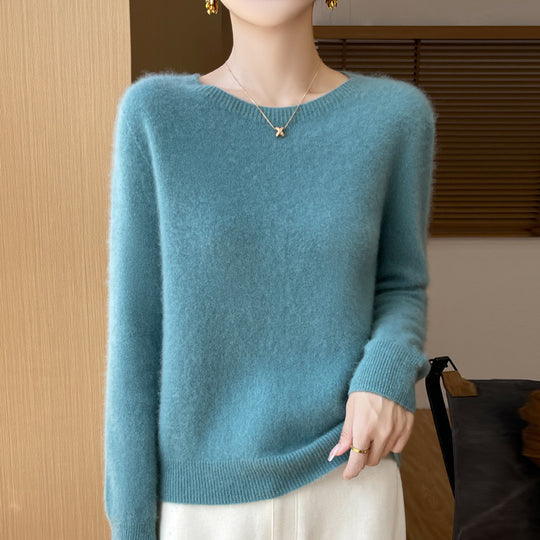 Damen Weicher Mohair‑Optik Rundhals‑Pullover mit feinem Rippsaum und leichter Oversize‑Passform Shop Nory
