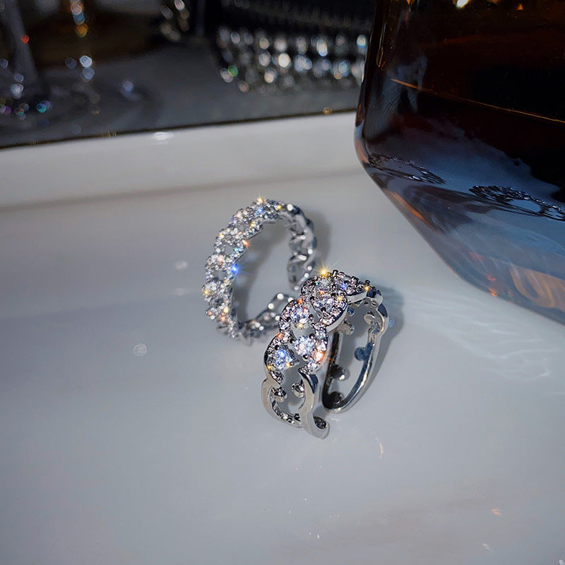 Damen Offener Ring mit funkelnden Zirkonia-Elementen Shop Nory