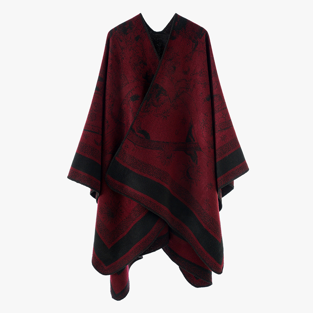 Damen Jacquard-Capeponcho mit doppelseitiger Webstruktur und V‑Ausschnitt Shop Nory