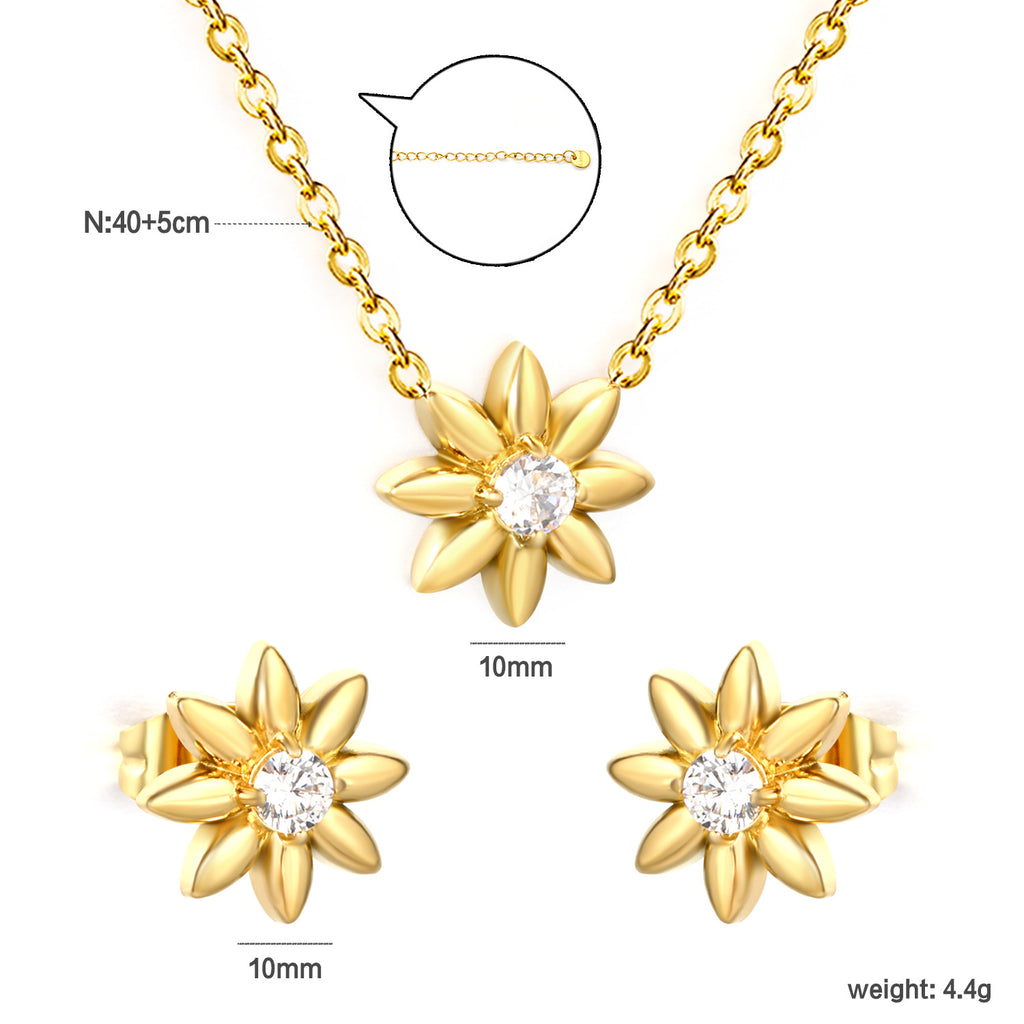 Damen Schmuckset mit floralem Design und funkelnden Kristallen Shop Nory