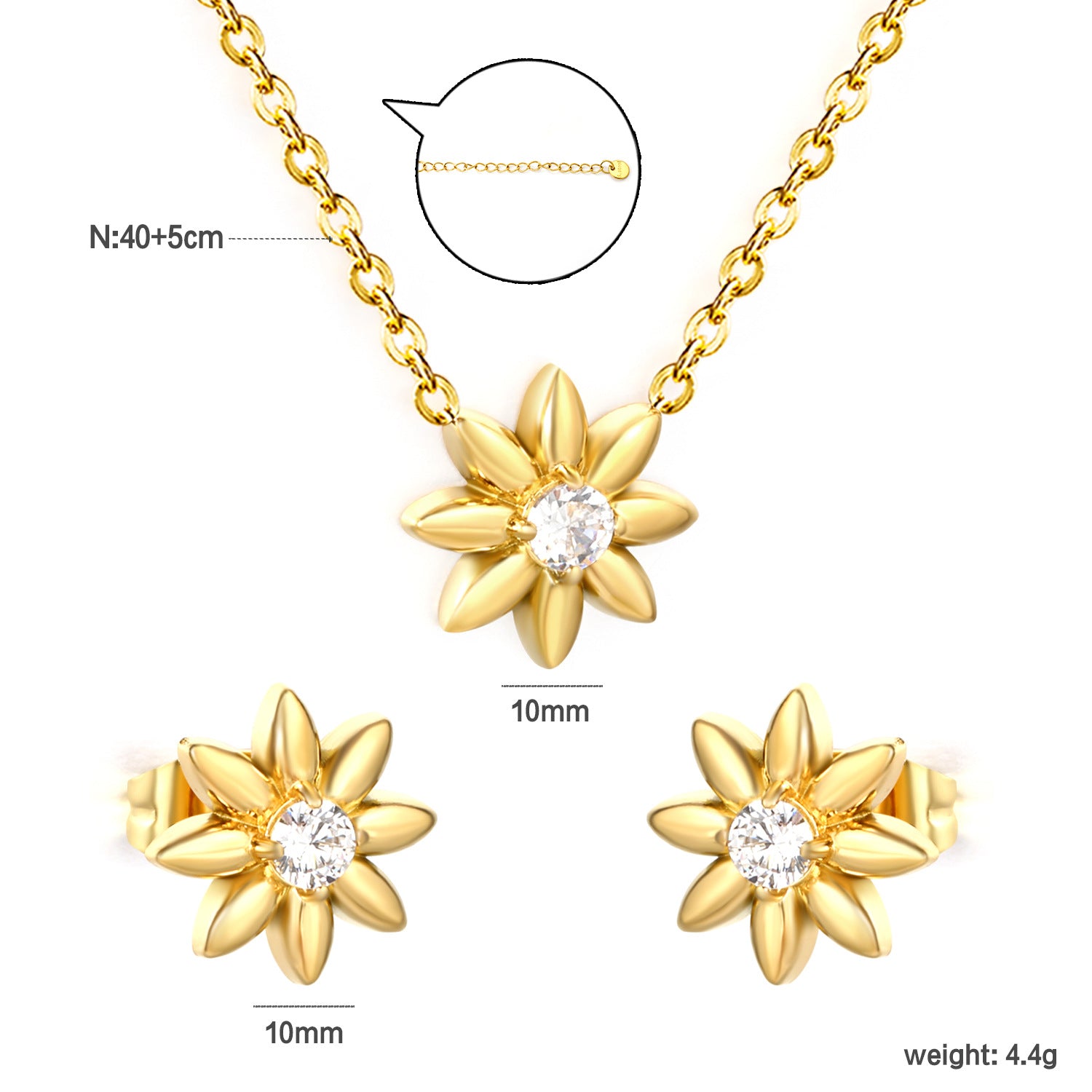 Damen Schmuckset mit floralem Design und funkelnden Kristallen Shop Nory