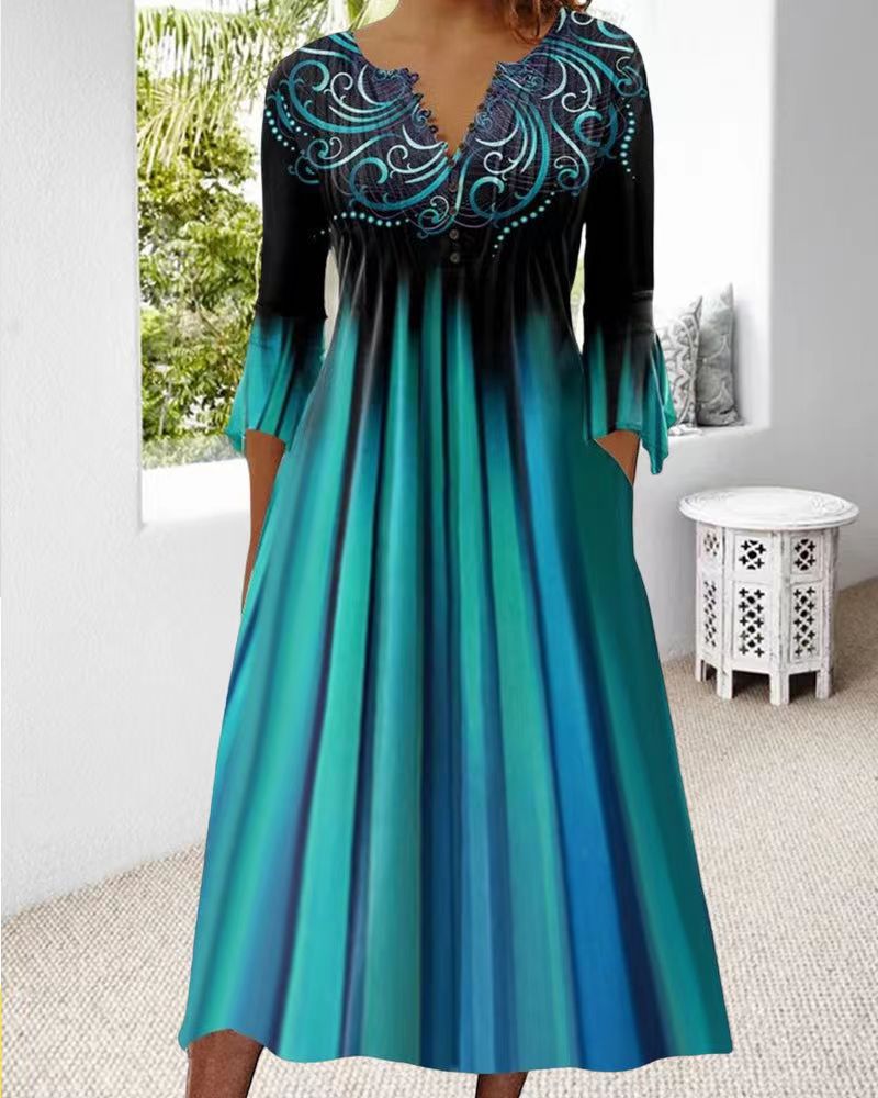 Damen Midikleid mit eleganter Bestickung und fließendem Schnitt