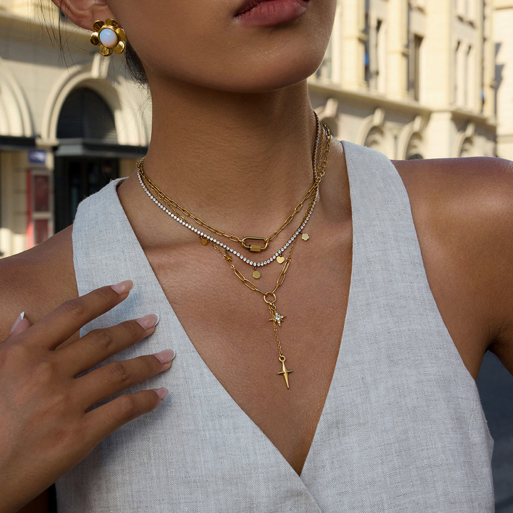 Damen Halskette mit modernem Kettendesign aus hypoallergenem Edelstahl Shop Nory