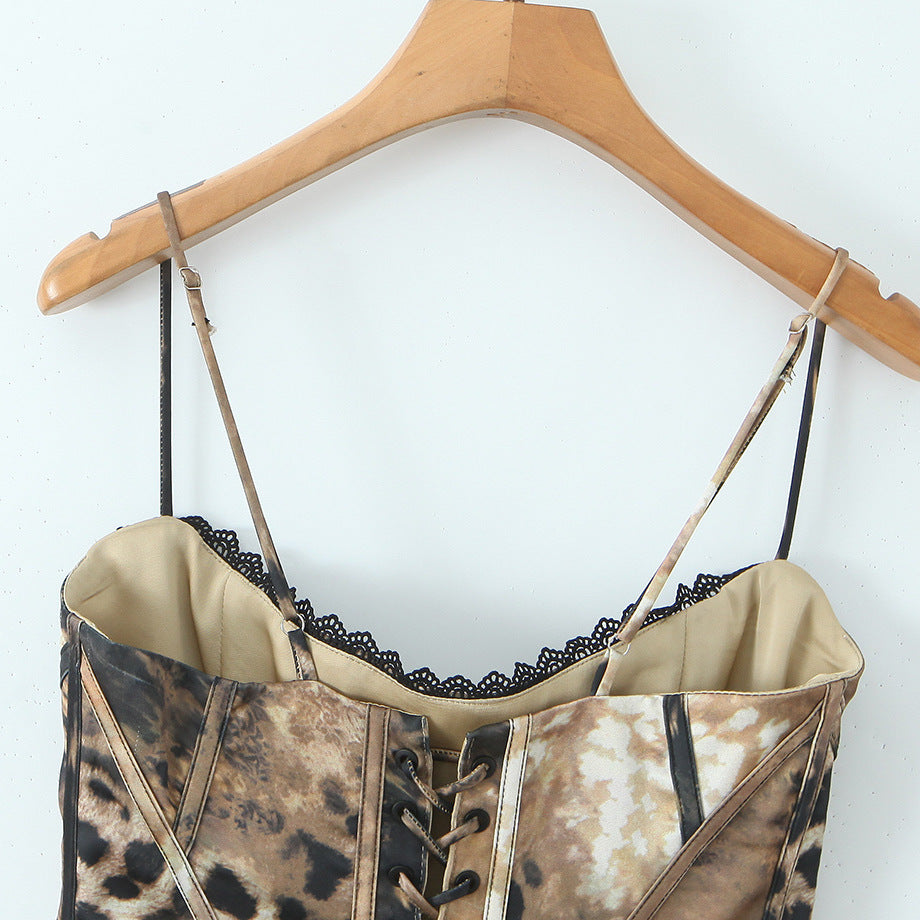 Damen Korsett Top mit verstellbaren Trägern und raffinierten Schnürungen Shopnory