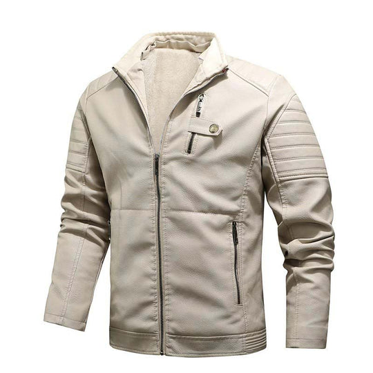 Herren Urbaner Bikerjacke in Lederoptik mit Teddyfutter und gesteppter Ärmeldetail Shop Nory