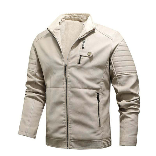 Herren Urbaner Bikerjacke in Lederoptik mit Teddyfutter und gesteppter Ärmeldetail Shop Nory
