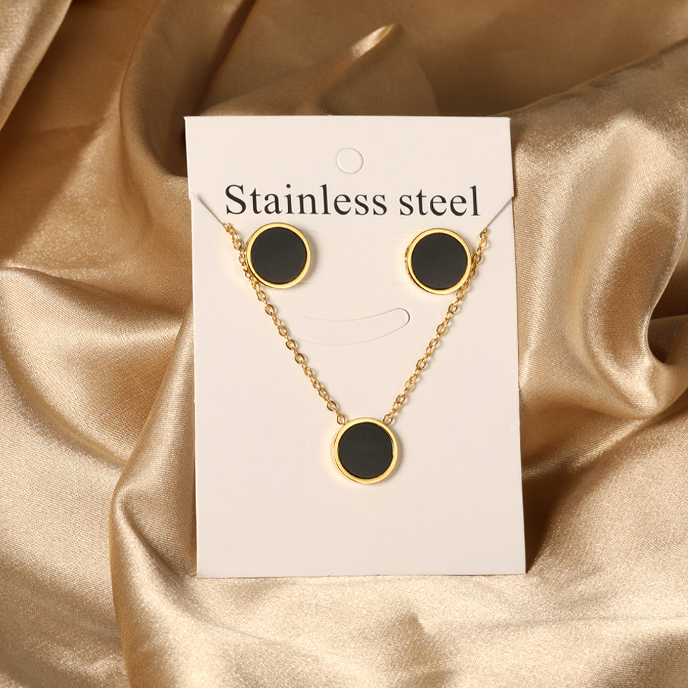 Damen Schmuckset mit goldplattiertem Edelstahl-Halskette und Ohrsteckern Shop Nory