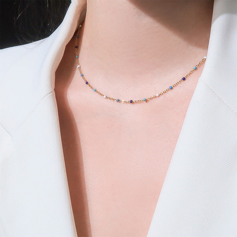 Frauen Zierliche Bunte Perlen Choker Halskette Shop Nory