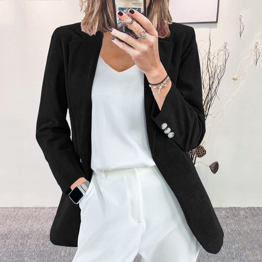 Damen Cordblazer im Oversized-Schnitt mit Revers und Schmuckknöpfen Shop Nory