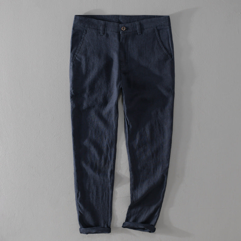 Herren Leichte Leinenchino mit schlanker Passform und gekrempeltem Saum Shop Nory