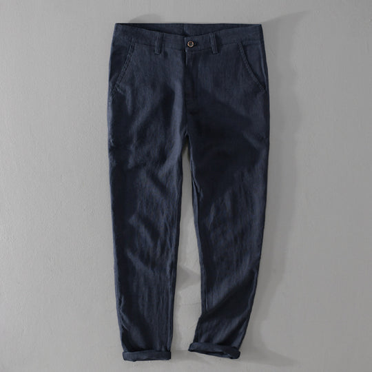 Herren Leichte Leinenchino mit schlanker Passform und gekrempeltem Saum Shop Nory