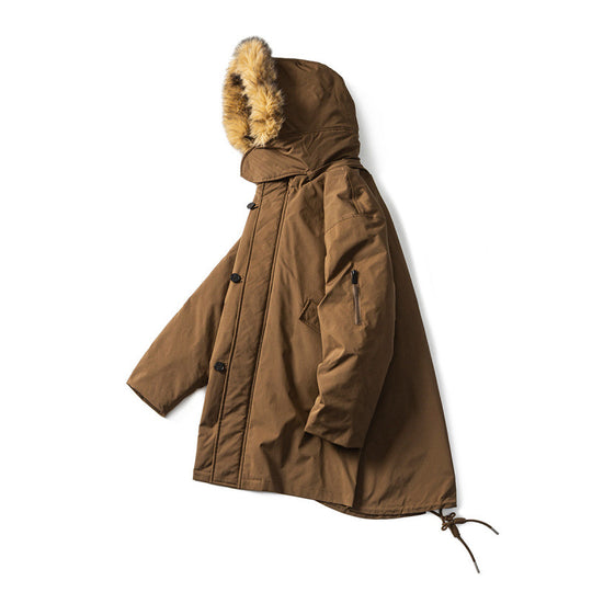 Herren Wattierter Parka im Fischschwanz‑Cut mit abnehmbarer Kunstfellkapuze und Thermofutter Shop Nory