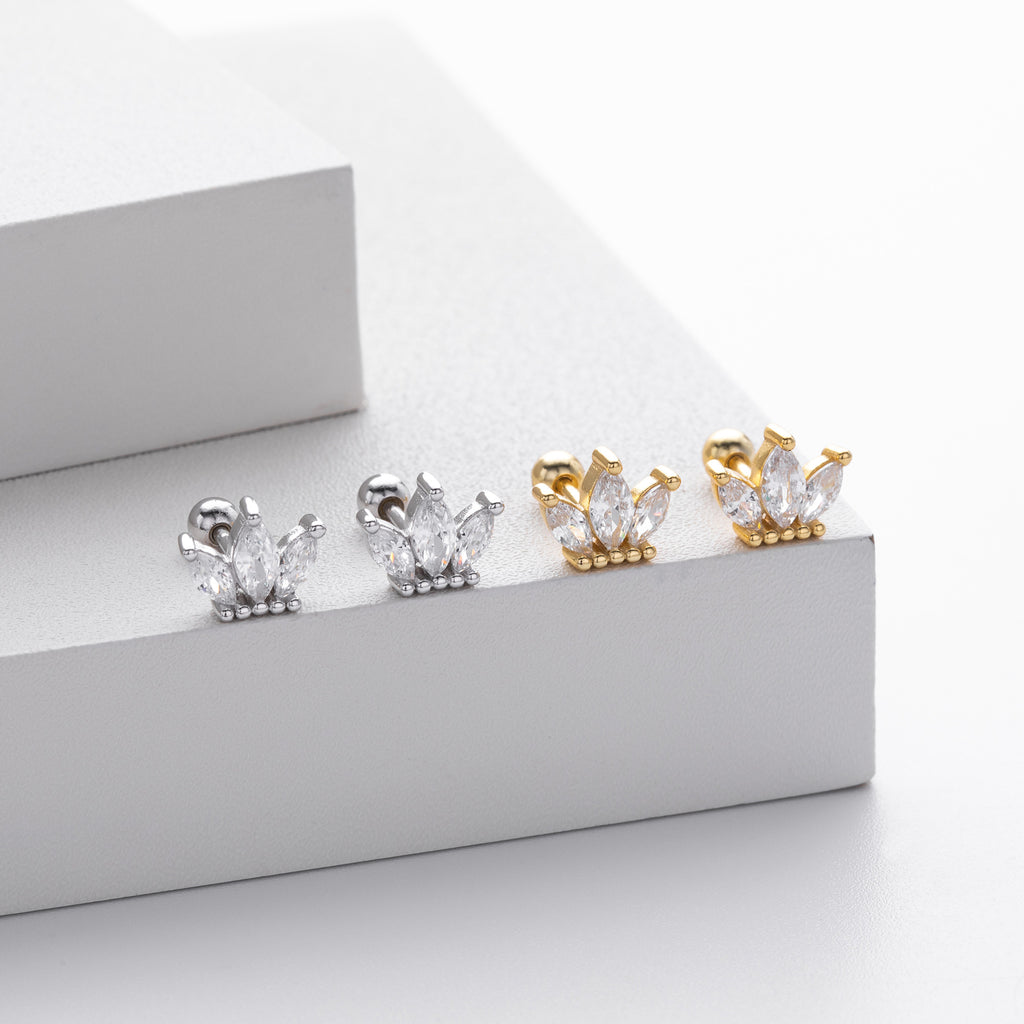 Damen Ohrstecker mit elegantem Krone-Design aus hochwertigem 925 Sterling Silber Shop Nory