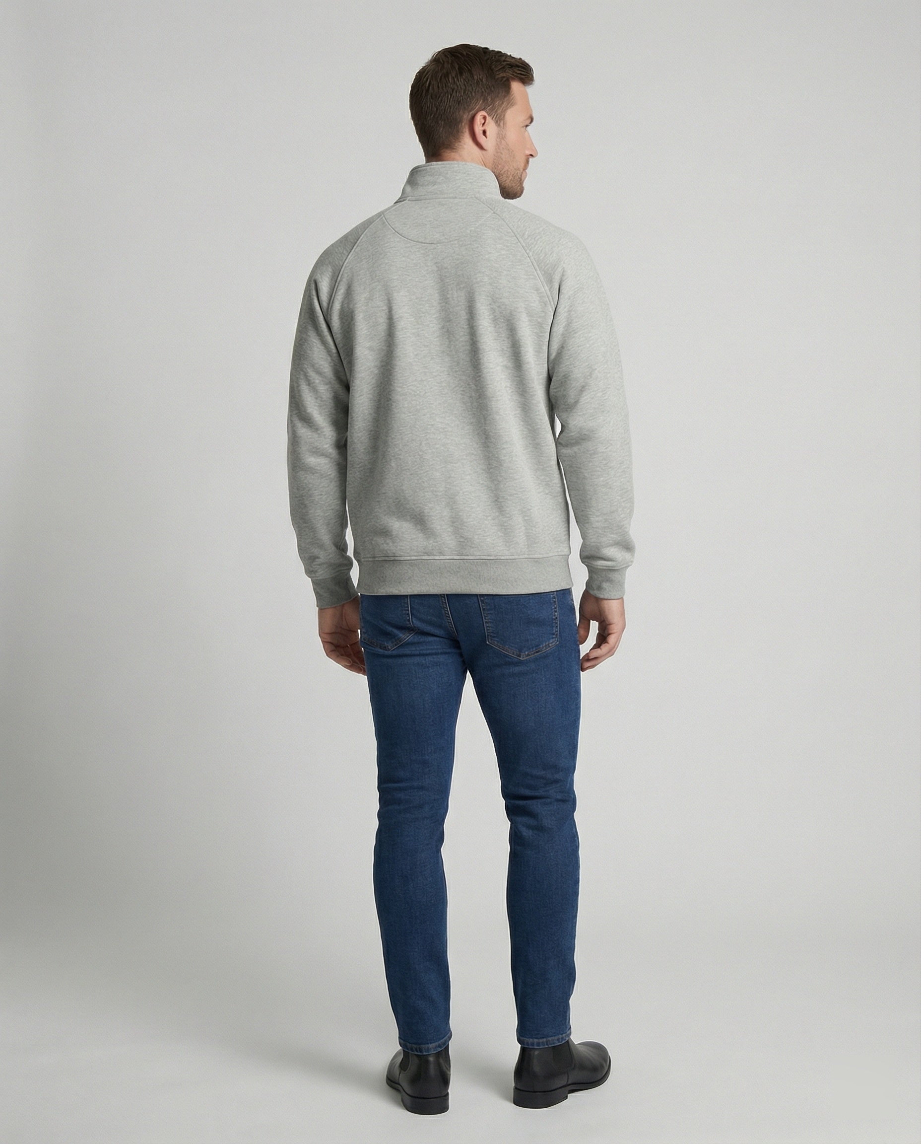 Herren weit geschnittene Sweatjacke mit Stehkragen und durchgehendem Reißverschluss Shopnory