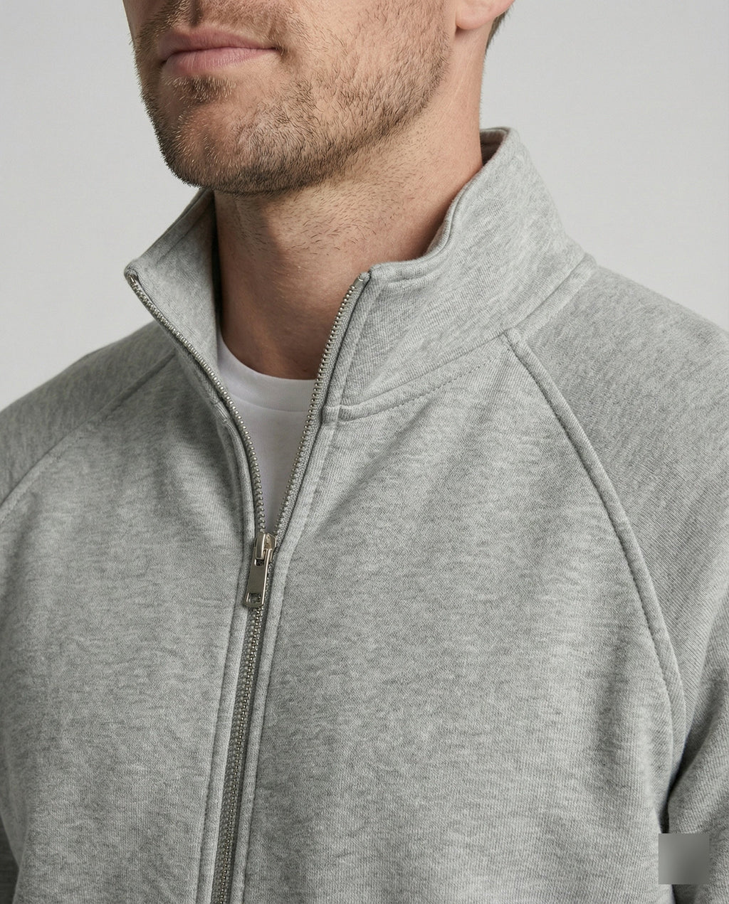 Herren weit geschnittene Sweatjacke mit Stehkragen und durchgehendem Reißverschluss Shopnory