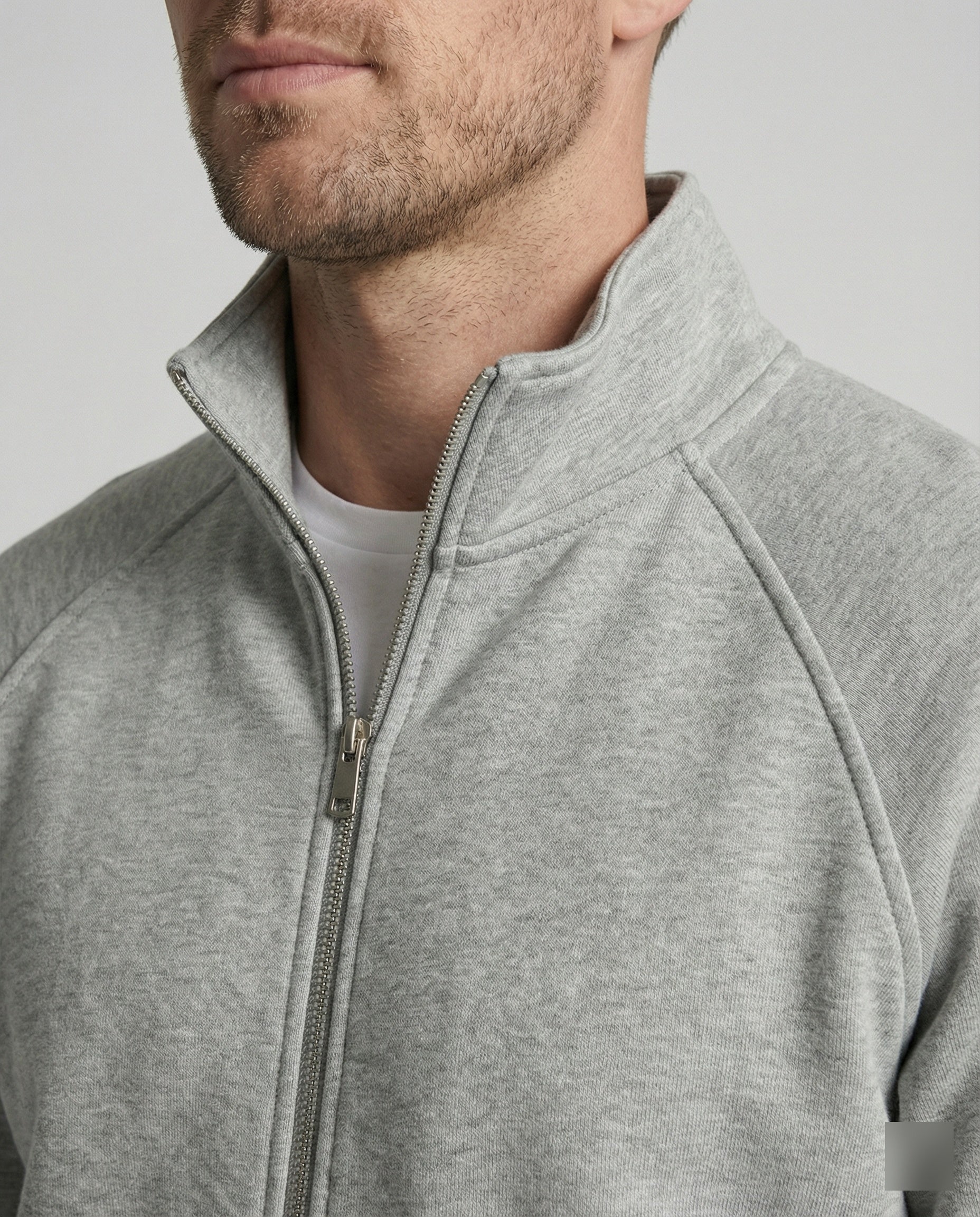 Herren weit geschnittene Sweatjacke mit Stehkragen und durchgehendem Reißverschluss Shopnory