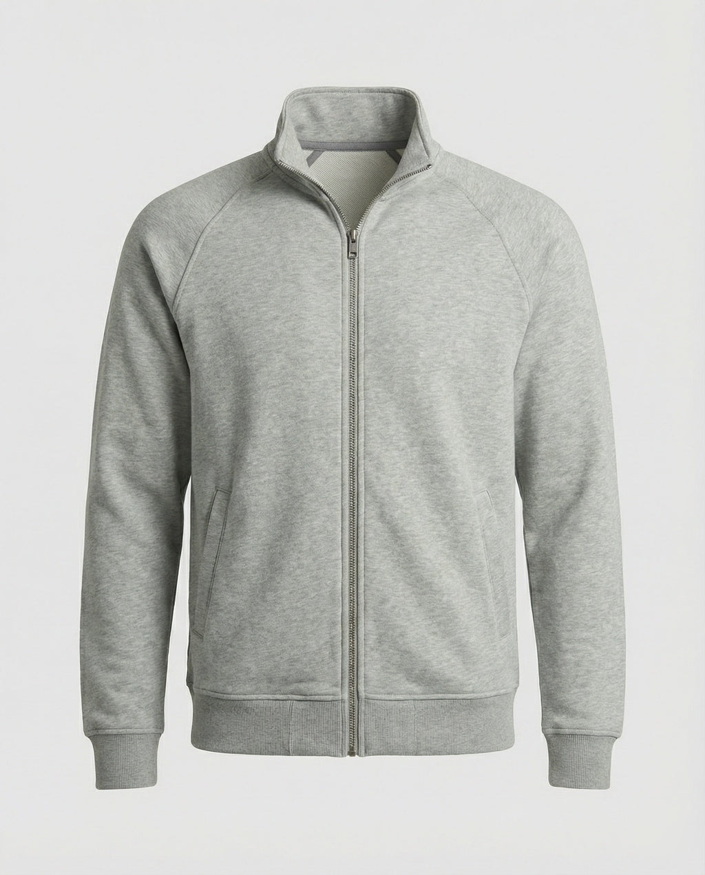 Herren weit geschnittene Sweatjacke mit Stehkragen und durchgehendem Reißverschluss Shopnory