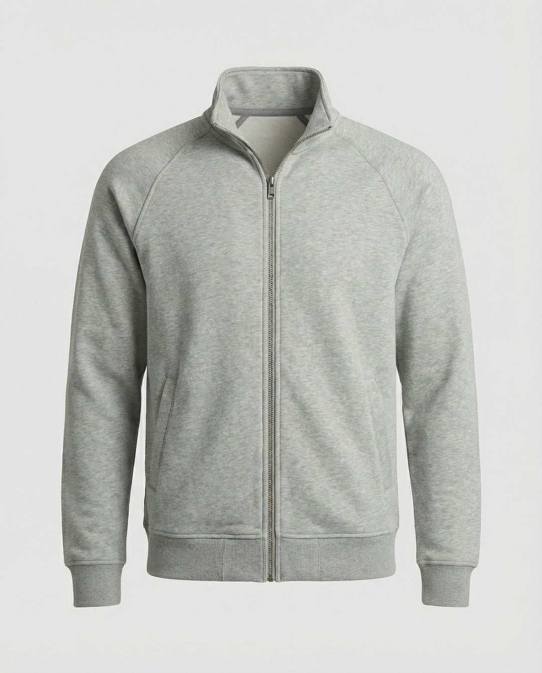 Herren weit geschnittene Sweatjacke mit Stehkragen und durchgehendem Reißverschluss Shopnory