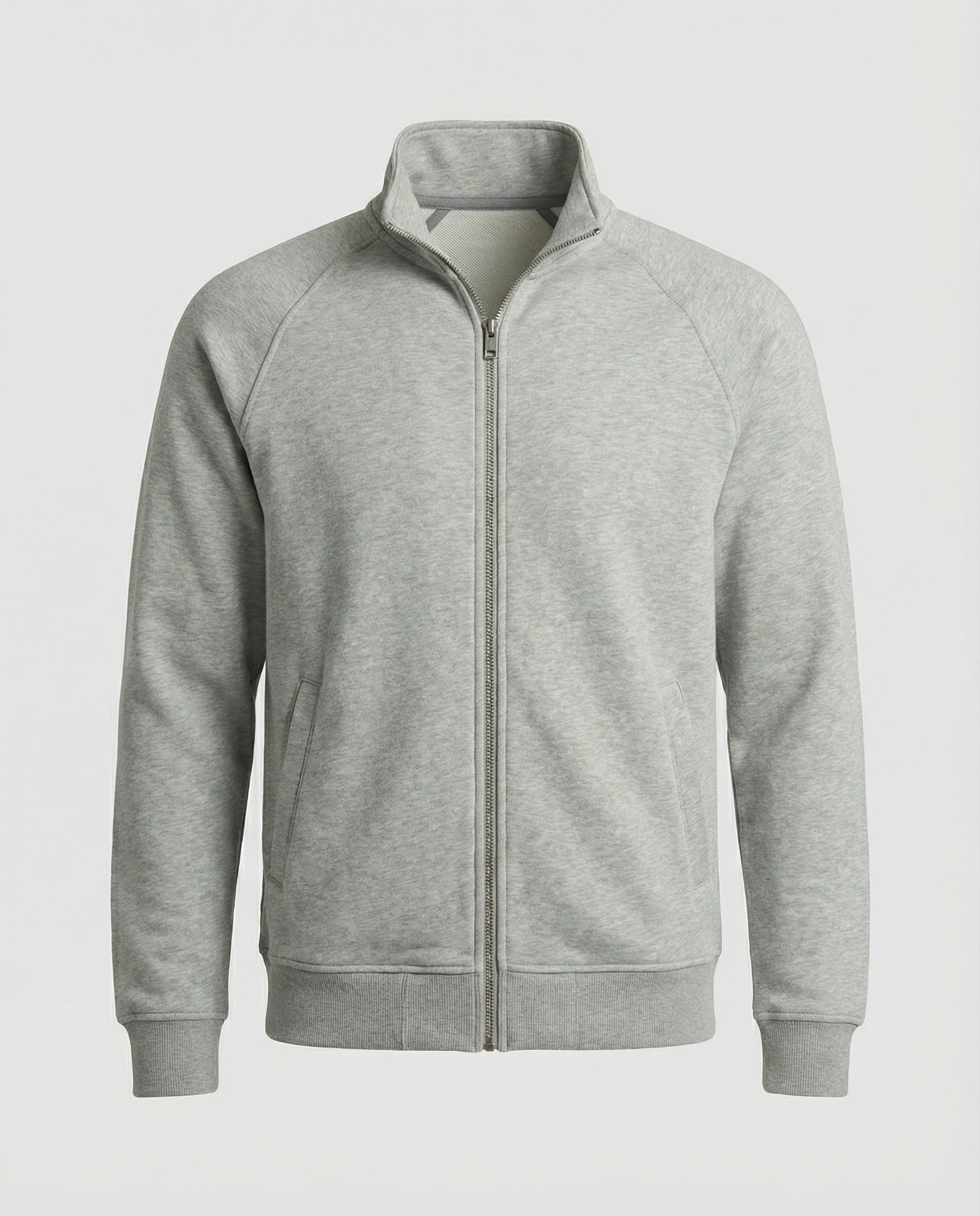 Herren weit geschnittene Sweatjacke mit Stehkragen und durchgehendem Reißverschluss Shopnory