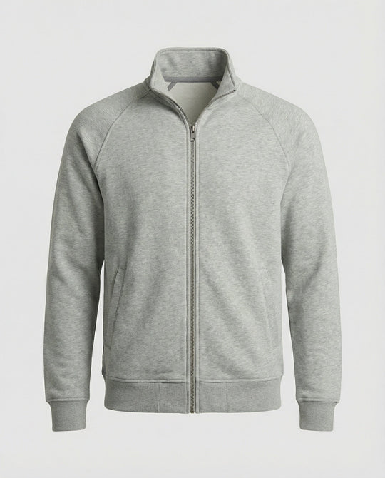 Herren weit geschnittene Sweatjacke mit Stehkragen und durchgehendem Reißverschluss Shopnory