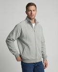 Herren weit geschnittene Sweatjacke mit Stehkragen und durchgehendem Reißverschluss Shopnory