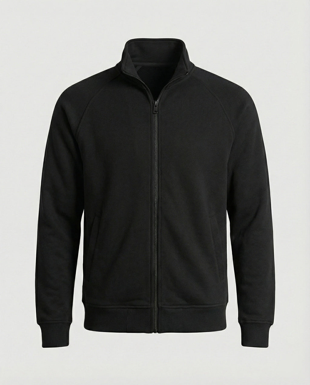 Herren weit geschnittene Sweatjacke mit Stehkragen und durchgehendem Reißverschluss Shopnory