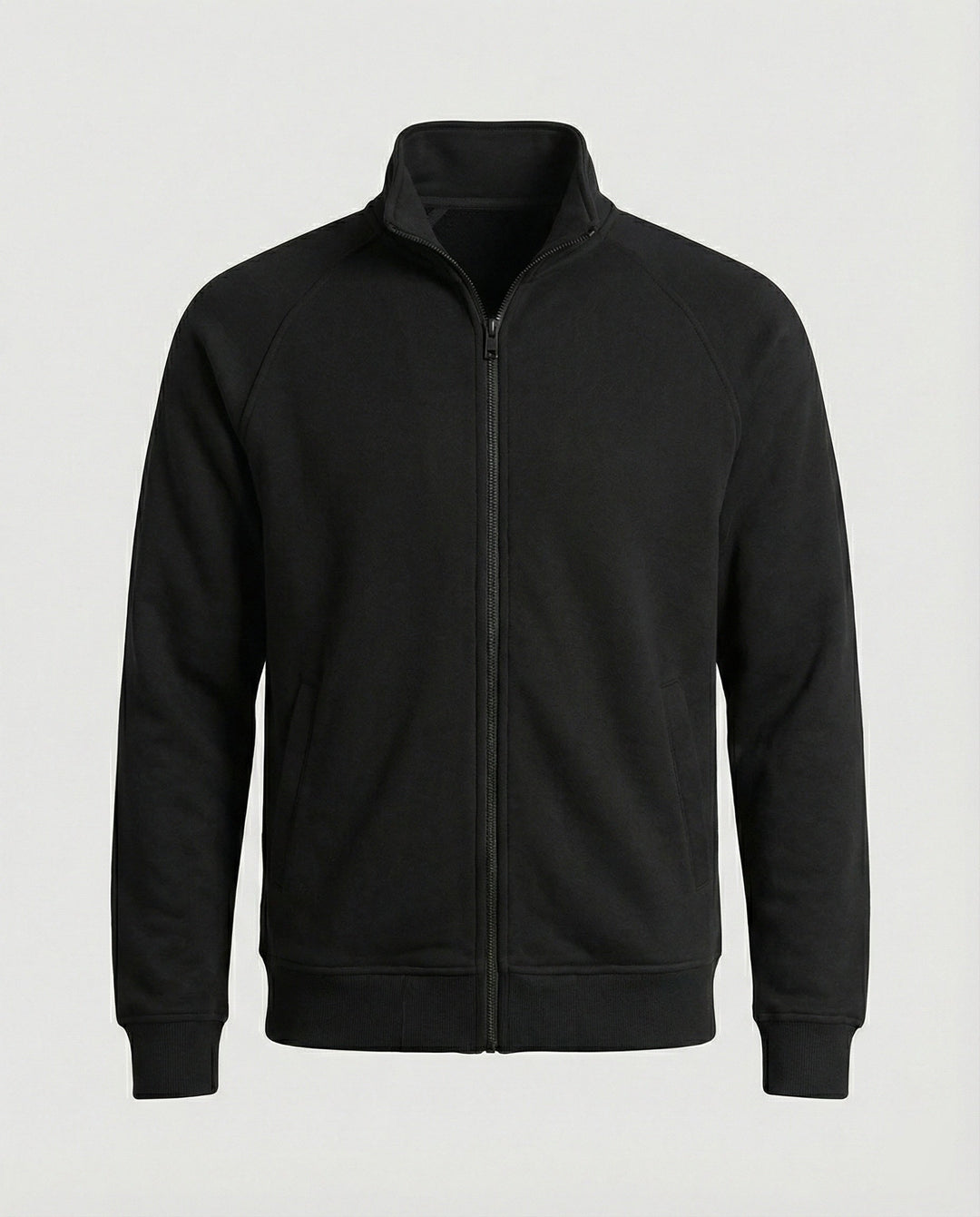 Herren weit geschnittene Sweatjacke mit Stehkragen und durchgehendem Reißverschluss Shopnory