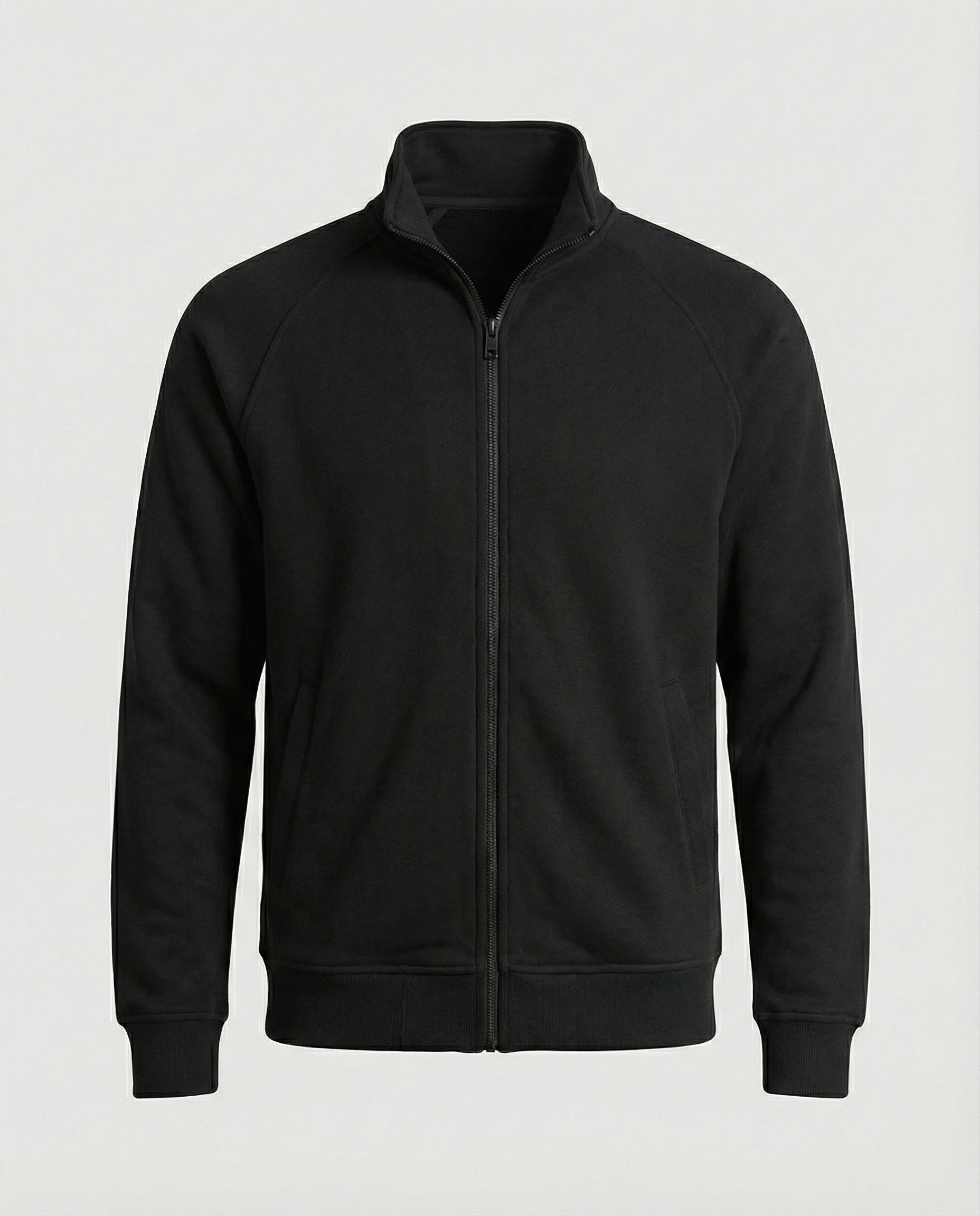 Herren weit geschnittene Sweatjacke mit Stehkragen und durchgehendem Reißverschluss Shopnory