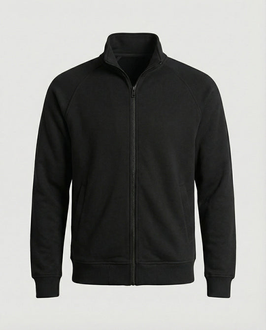 Herren weit geschnittene Sweatjacke mit Stehkragen und durchgehendem Reißverschluss Shopnory