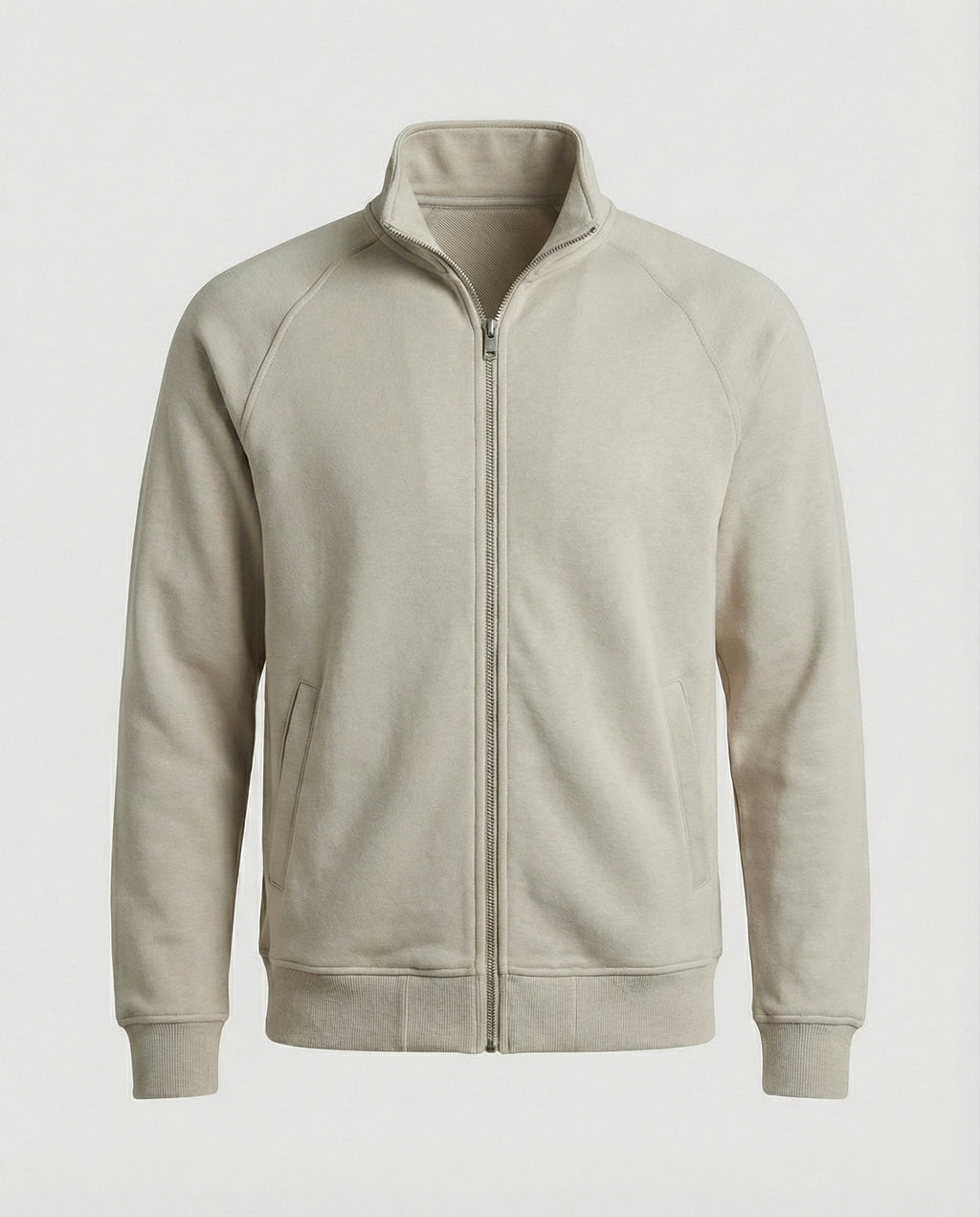 Herren weit geschnittene Sweatjacke mit Stehkragen und durchgehendem Reißverschluss Shopnory