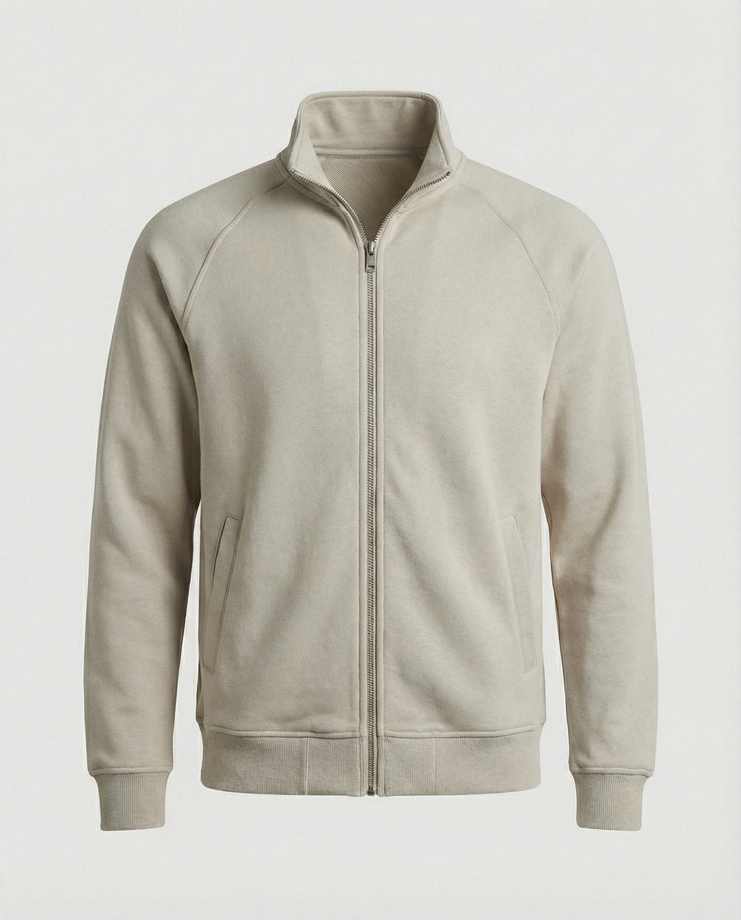 Herren weit geschnittene Sweatjacke mit Stehkragen und durchgehendem Reißverschluss Shopnory