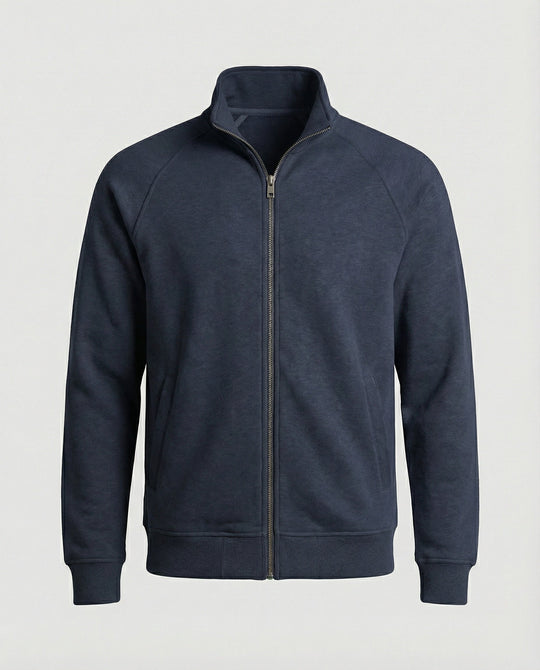 Herren weit geschnittene Sweatjacke mit Stehkragen und durchgehendem Reißverschluss Shopnory