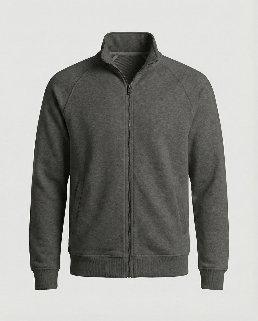 Herren weit geschnittene Sweatjacke mit Stehkragen und durchgehendem Reißverschluss Shopnory