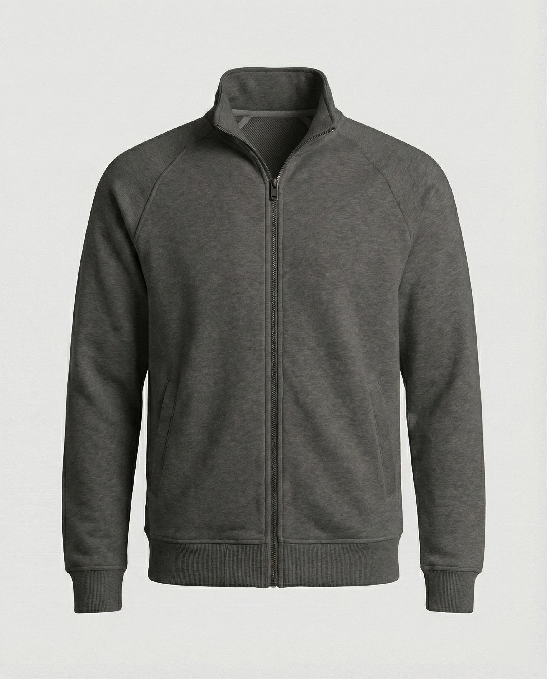 Herren weit geschnittene Sweatjacke mit Stehkragen und durchgehendem Reißverschluss Shopnory