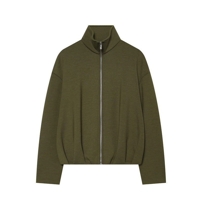 Damen Leichter Zip-Cardigan mit Stehkragen und kastiger Silhouette Shop Nory