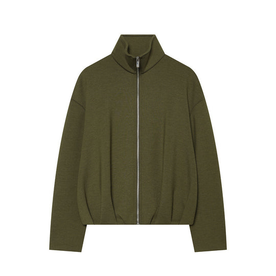 Damen Leichter Zip-Cardigan mit Stehkragen und kastiger Silhouette Shop Nory