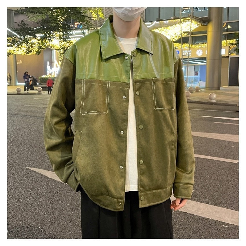 Herren Overshirt aus Veloursleder mit glänzendem Schulterbesatz und lässigem Schnitt Shop Nory