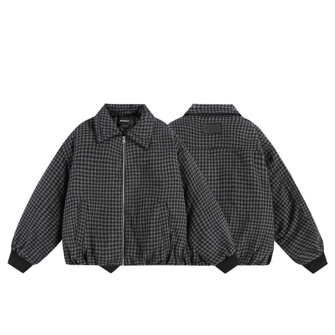 Unisex Boxy-Karos-Steppblouson mit Reißverschluss und elastischem Saum Shop Nory