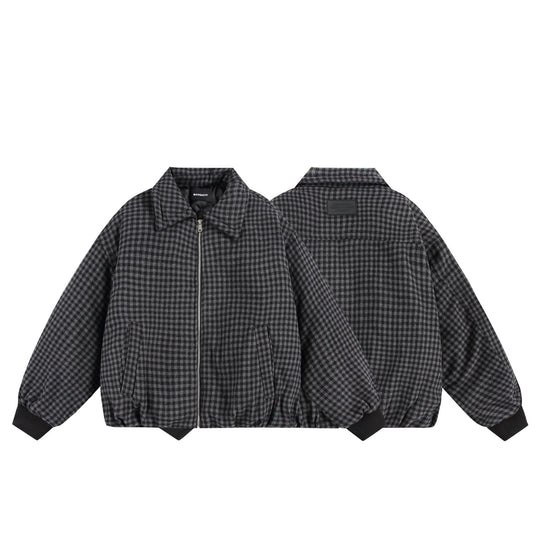 Unisex Boxy-Karos-Steppblouson mit Reißverschluss und elastischem Saum Shop Nory