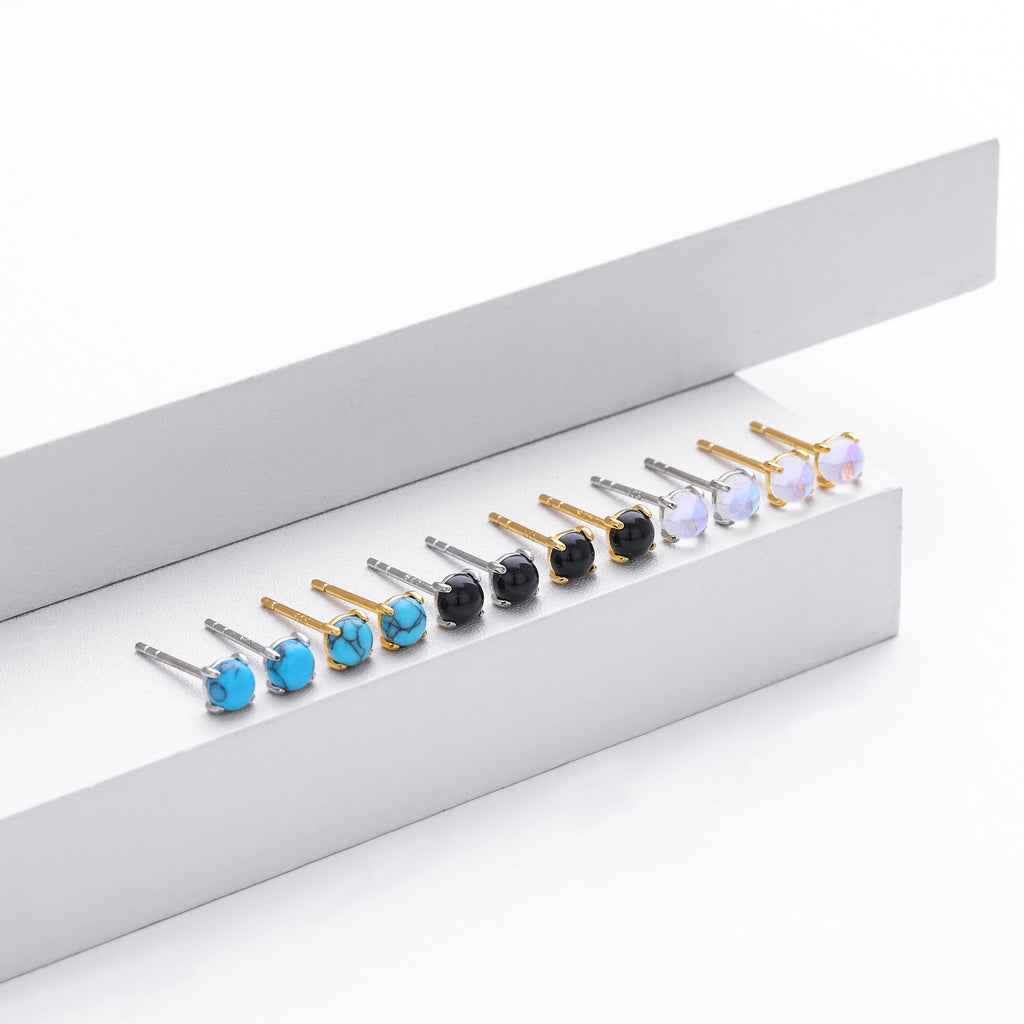 Damen Ohrstecker aus 925 Sterling Silber mit türkisfarbenem Zirkon Shop Nory