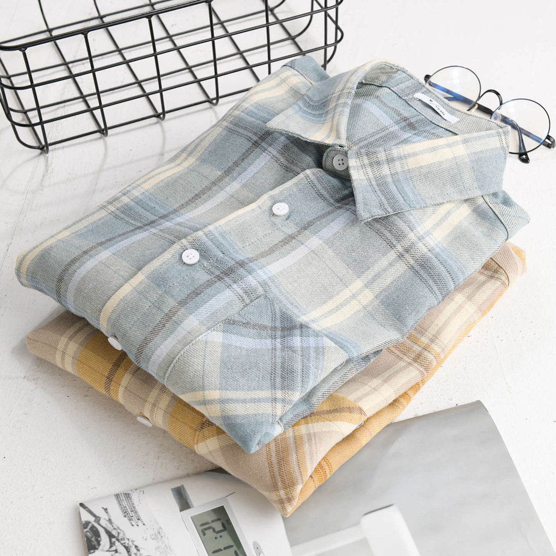 Herren Kariertes Leichtes Flanell-Overshirt mit Brusttasche und Relaxed-Fit Shop Nory