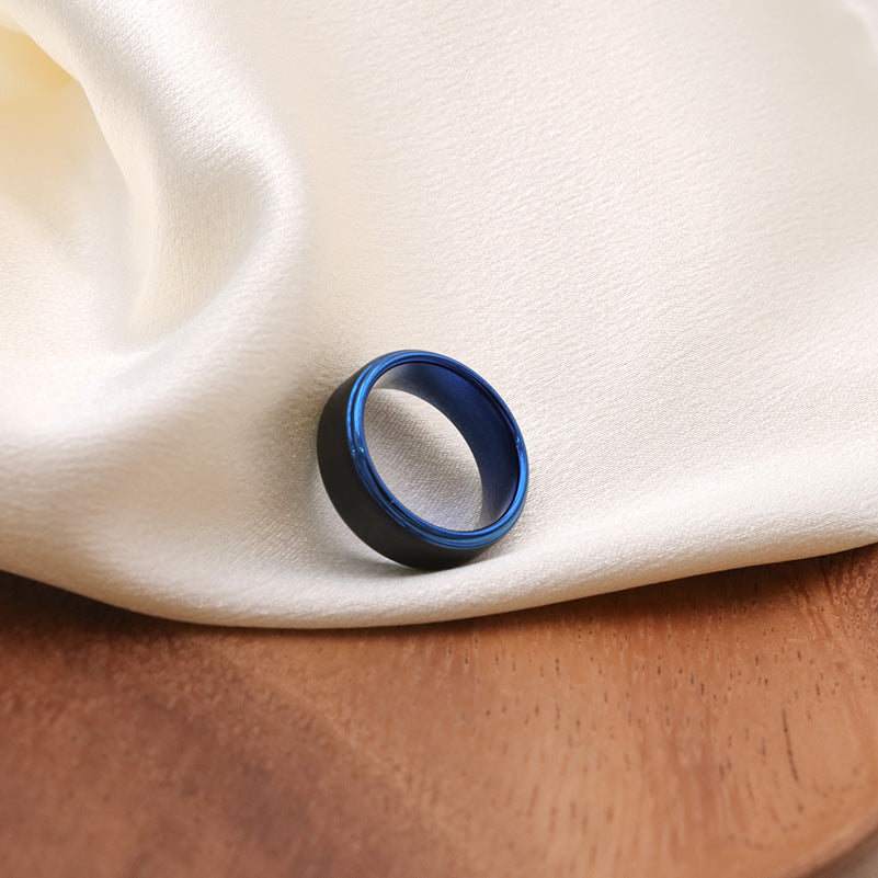 Herren edler Edelstahlring mit blauer Innenbeschichtung Shop Nory