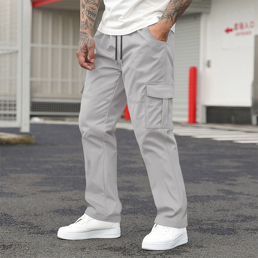 Herren technische Cargo-Freizeithose mit Tunnelzugbund, geradem Bein und aufgesetzten Klappentaschen Shop Nory