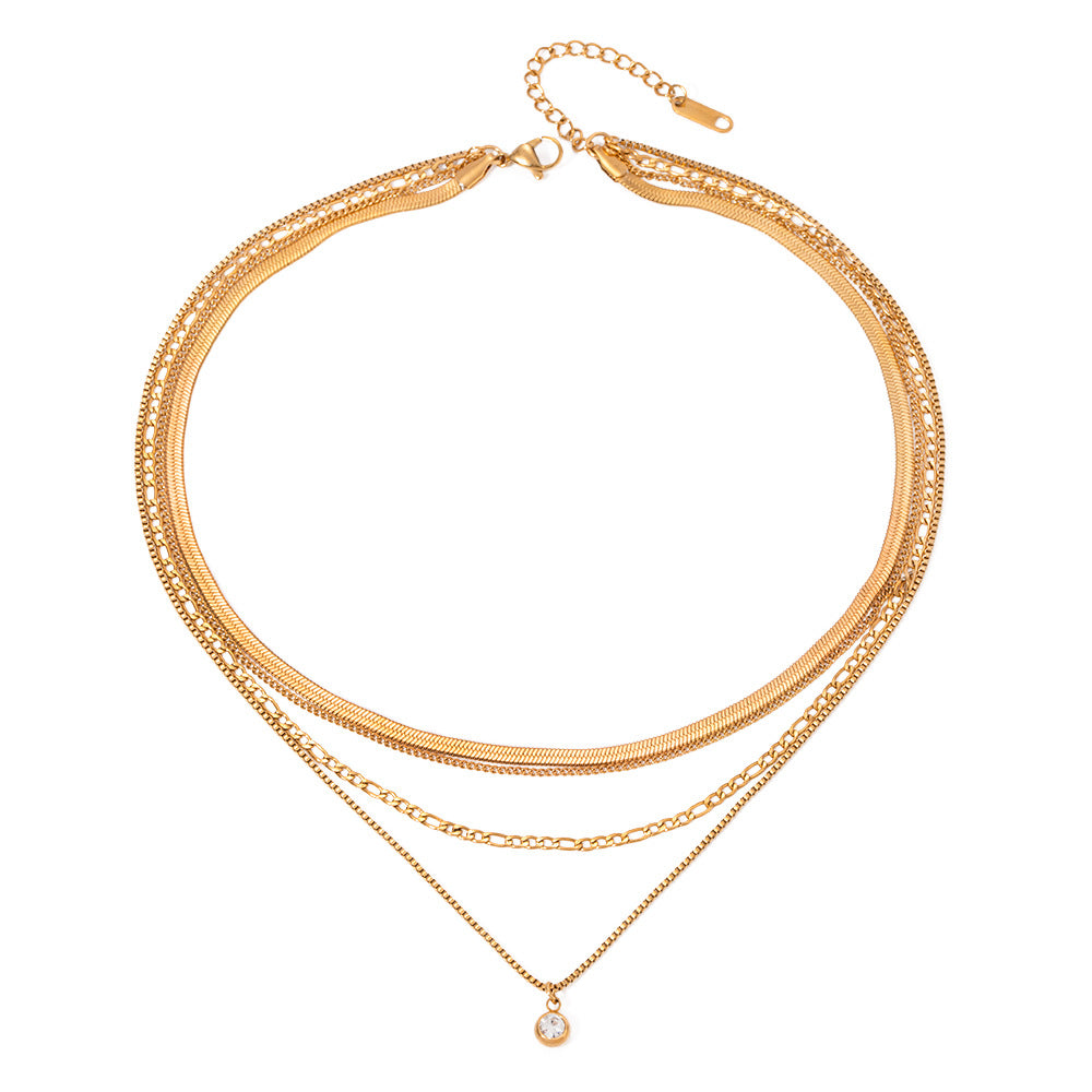 Damen Halskette mit mehrlagigem Design aus hypoallergenem Edelstahl Shop Nory