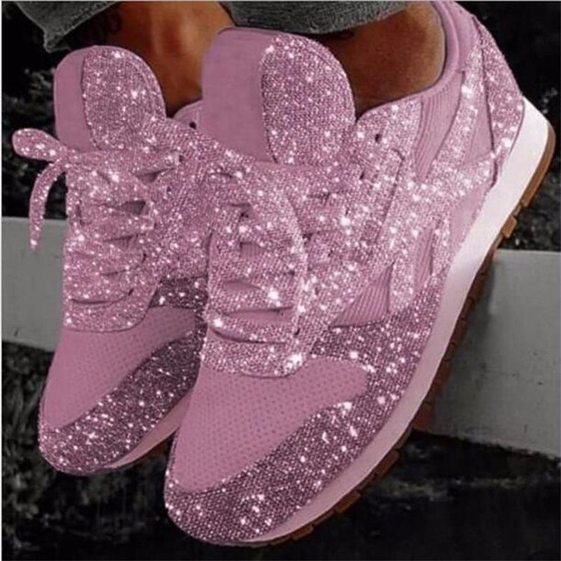 Damen Glitzernde Slip-On Sneakers mit elastischen Bändern