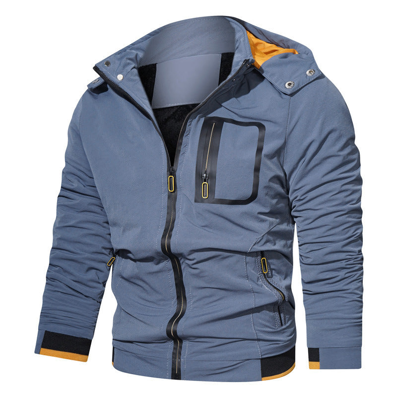 Herren sportliche Softshell-Hybridjacke mit Kapuze, wasserabweisenden Reißverschlüssen und ergonomischer Passform Shop Nory