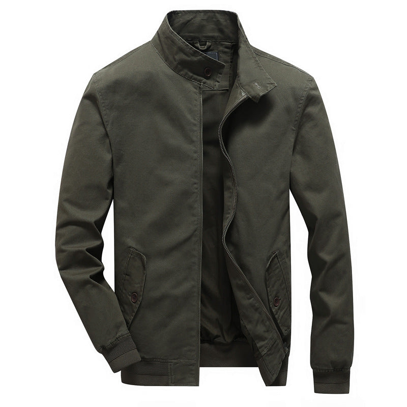 Herren leichter Canvas-Fieldbomber mit Stehkragen, verdecktem Reißverschluss und Pattentaschen Shop Nory
