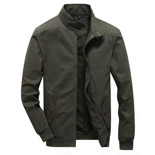 Herren leichter Canvas-Fieldbomber mit Stehkragen, verdecktem Reißverschluss und Pattentaschen Shop Nory