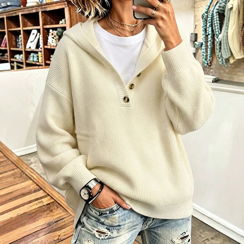 Damen Bequemer Strickpullover mit Kapuze Shop Nory