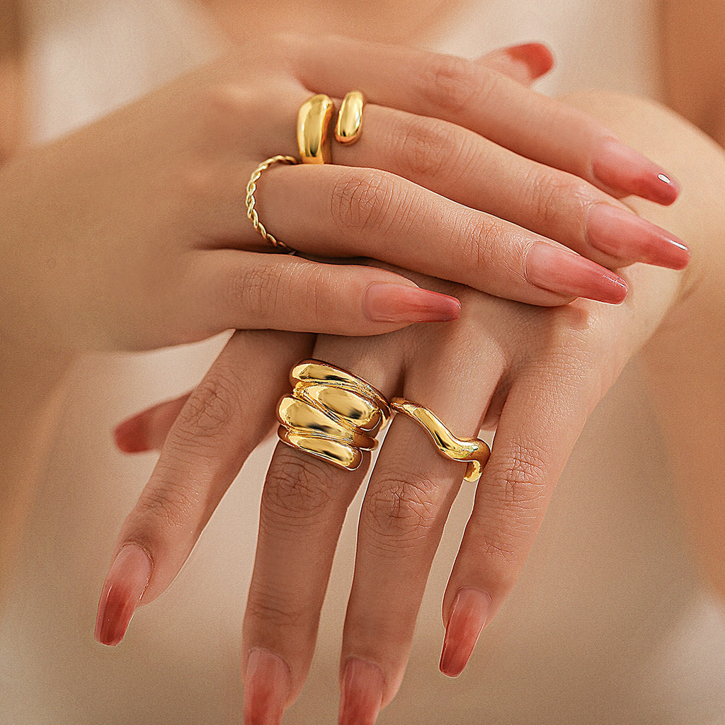 Damen elegantes Ring-Set mit kunstvollem Design und verführerischem Glanz Shop Nory